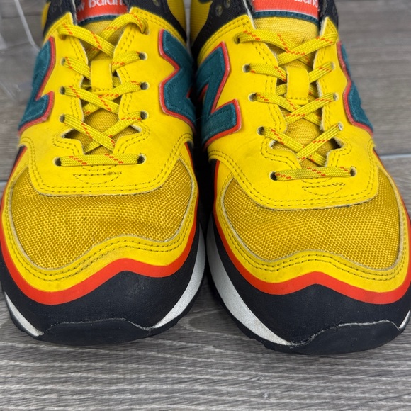 New Balance 574 Mens Sz 6D Harvest Gold Blaze Yellow Teal Cordura Low Sneakers - Picture 9 of 13